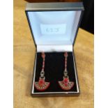 A Pair of Egyptian influenced Art Deco style 925 silver earrings.