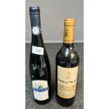 A Bottling of red and white wine: Blue Nun 2004 & Bodegas Palacio 2007