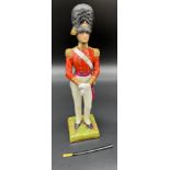 Antique Sitzendorf 'Officer Scots Fusiliers Guards' 1840. porcelain Soldier figure [28cm high]