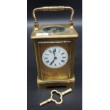 Antique Brass Carriage clock, double drum movement. [16x8.5x7.5cm] Comes with key. Working.