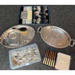 A Collection of Silver, Silver plate and E.P Wares. Includes two serving trays, silver and