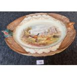 Worcester hand painted Pheasant double head dish. [45cm wide]