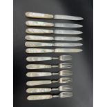 A Collection of Edinburgh Silver, 6 Knives and 6 forks all with mother of pearl handles. Produced by
