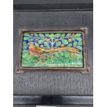 Arts & Crafts Enamel pheasant plaque. [17x20.5cm]