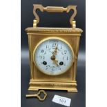 Antique gilt brass cased Hamilton & Inches Edinburgh clock, French Movement. [Working] [20x12x10cm]