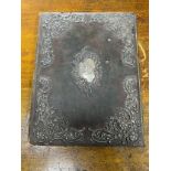 Antique London silver and leather bound stationary blotter. Silver produced by J Batson & Son (Henry