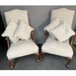 Two antique reupholstered chairs