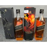 Two Bottlings of Black Label Johnnie Walker. Both aged 12 years. Full, sealed and boxed.