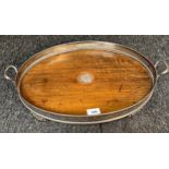 Antique serving Tray, plated trim, [54cm wide]