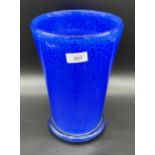 Henry Dean Art Glass Blue glass vase, Signed to under side. [29cm high]