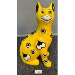 Large Griselda Hill Pottery [Wemyss] yellow cat [35cm high]