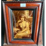 Antique Art Nouveau lady study crystoleum, fitted within a dark wood frame.