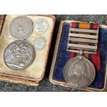 Four Clasp Queens Africa Medal Belonging to 7758 PTE W TAYLOR RL. HIGHRS: M.I. 1898 Victoria