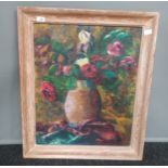 Oil painting, still life depicting flowers within vase [G. Emery] [76x65.5cm]