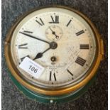 A WW2 Bulk head clock produced by Smiths English Clock Ltd. London. 1940. [Working], [18cm diameter]