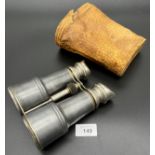 A set of Military field binoculars with leather case.