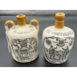 Two Antique Stone ware Flagons advertising 'The Greybeard' Heather Dew Whiskey.