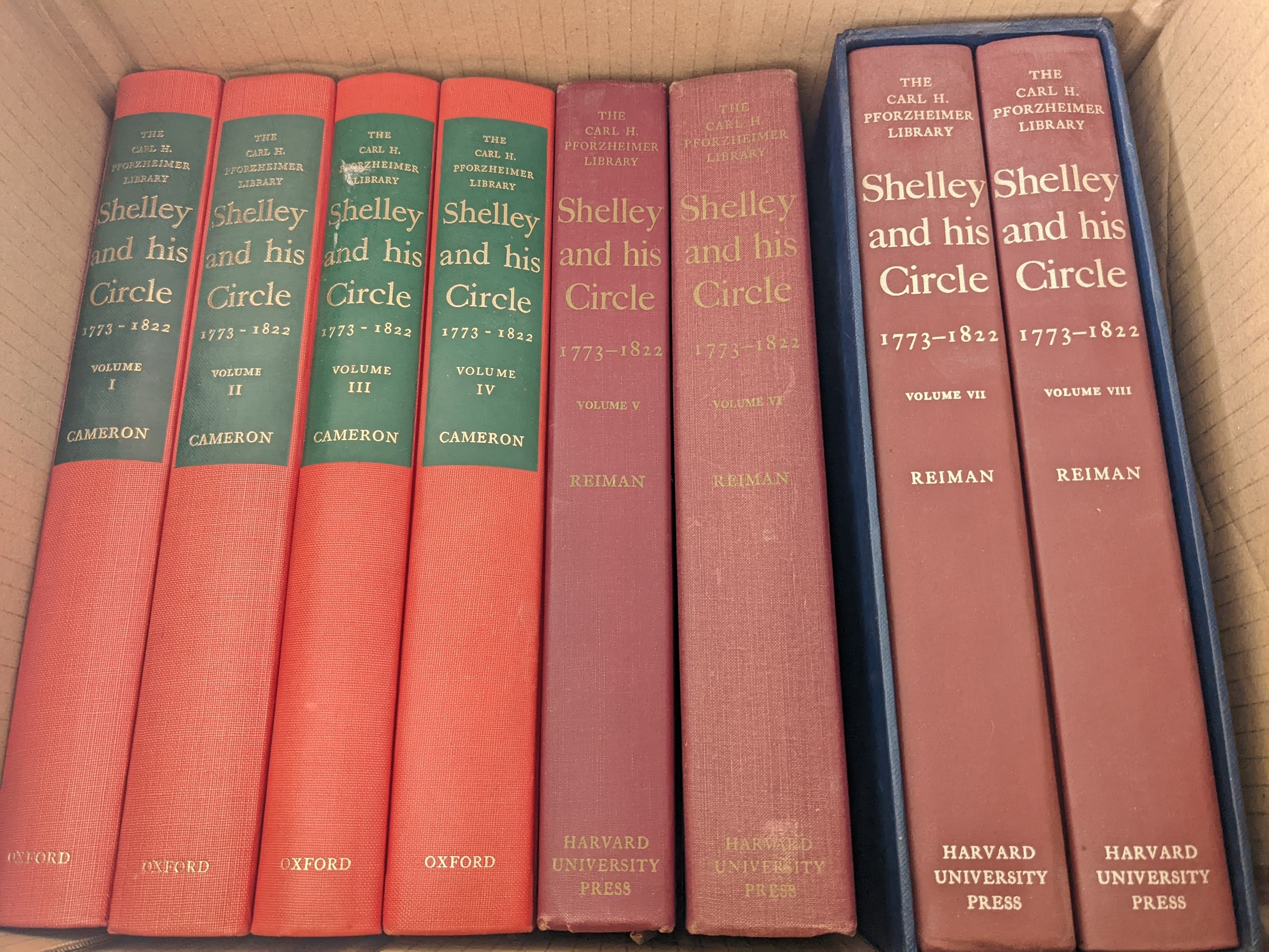 Cameron, Kenneth Neill. (ed).: Shelley and his Circle 1773 - 1822. 8 vols.