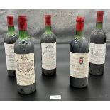 Five bottlings of Wine, Chateau Lagrange 1975, 1982 Chateau Lalande Saint Julien, Chateau Fourcas