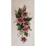 Antique painting on glass depicting bouquet of flowers, Fitted within an ornate frame. [52x82cm]