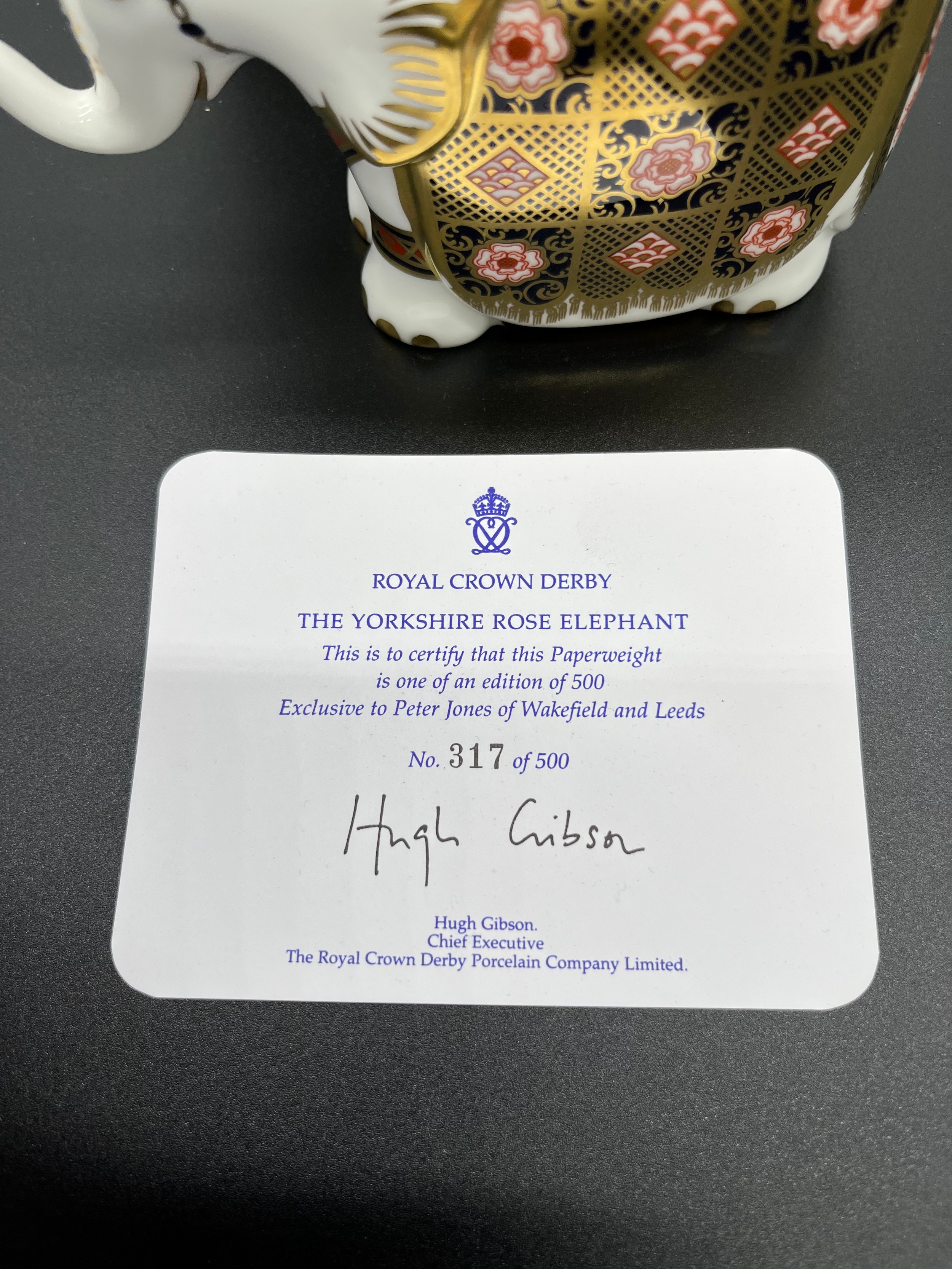 Royal Crown Derby paperweight 'The Yorkshire Rose Elephant' Limited edition 317 of 500. Comes with - Image 2 of 3