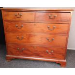 19th century chest of drawers, the rectangular top above two short drawers and a bank of three