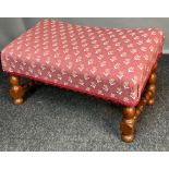 Antique sloped stool, designed with bobbled supports. [33x58x32cm]