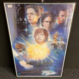 A Vintage Star Wars Return of the Jedi movie poster designed by Kazo Sano- signed by himself and