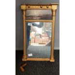 Mirror and oil painting to the top depicting seascape, fitted within a moulded frame [53x31cm]