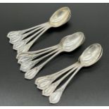 A Set of 12 heavy Sheffield silver tea spoons. Produced by John Round & Son Ltd [331grams]