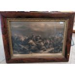 Engraving titled 'Battle of Drumclog' [1679] Fitted within a rosewood veneer frame [72x95cm]