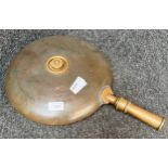 Brass and copper bead warmer. Brass handle, brass screw stopper and copper body. [48cm length]