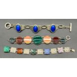 A Scottish silver and agate bracelet, 925 Silver and agate and stone Celtic design bracelet.
