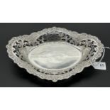 Ornate Birmingham silver pierced bon bon dish. [216grams] [4.5x25x18cm]