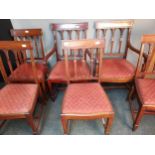 Antique chairs [two carvers and four chairs, the rectangular back with three stretchers above