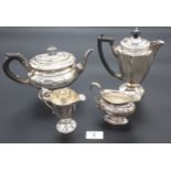 Sheffield silver five piece tea/ coffee service. Consists of tea and coffee pots, sugar and cream