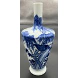 A Chinese blue and white vase, Da Qing Kangxi Nian Zhi era marked. [23cm high]