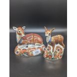 Group of two Royal Crown Derby deer figurines [13cm]