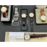 Six various gents vintage wrist watches: HAMILTON - A gentleman's stainless steel wristwatch Grey