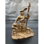 A Vintage Bronze moulded Scottish Highlander figure door stop. [Heavy] [38x29cm] [Will not post]