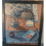 James T Ferguson [1923 2013] Still Life Blue Oil, Frame 68 x 57cm. Please note we will not post this