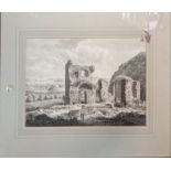 Black and white pen and ink and wash 'St. Anthony's Chapel on Arthur's Seat near Edinburgh', 18th