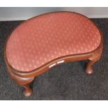 Victorian stool, the kidney shaped cushioned seat, raised on cabriole legs ending in pad feet [43cm]