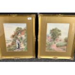 Ben Foster [American] Two original watercolour paintings, one titled 'Looking for Daddy' dated