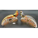 Two Royal Crown Derby paperweights 'Golden Pheasants' the 250 collection golden pheasants, A