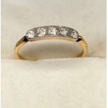 Ladies 18ct yellow gold and 5 diamond stone set ring. [Ring size P 1/2] [1.94Grams] [Will post]