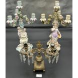 Antique 19th century Sitzendorf figurine Candelabra, 19th century German Porcelain candelabra and