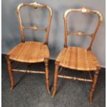 Pair of 19th century German style chairs, the open shaped back with central stretchers and