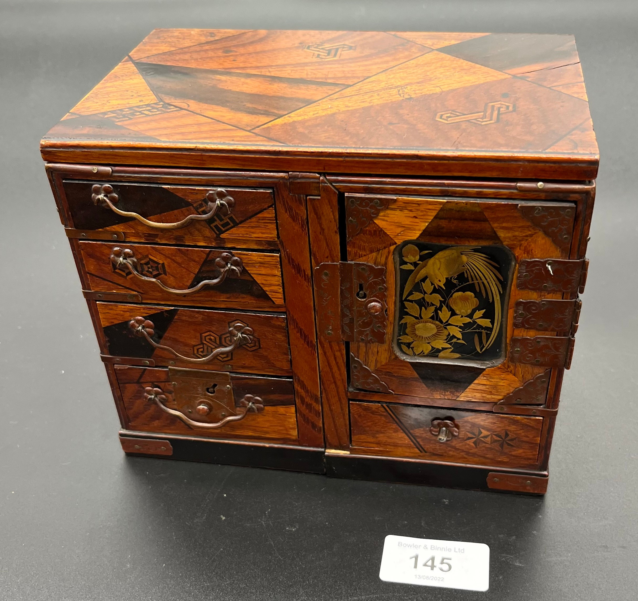 Antique Japanese Meiji period table top miniature cabinet. [14.5x17.5x11.5cm] [Will Post]