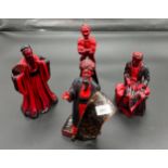 Four Royal Doulton Flambe Figures, The Carpet Seller- HN3277, The Genie HN2999, Confucius HN3314 &